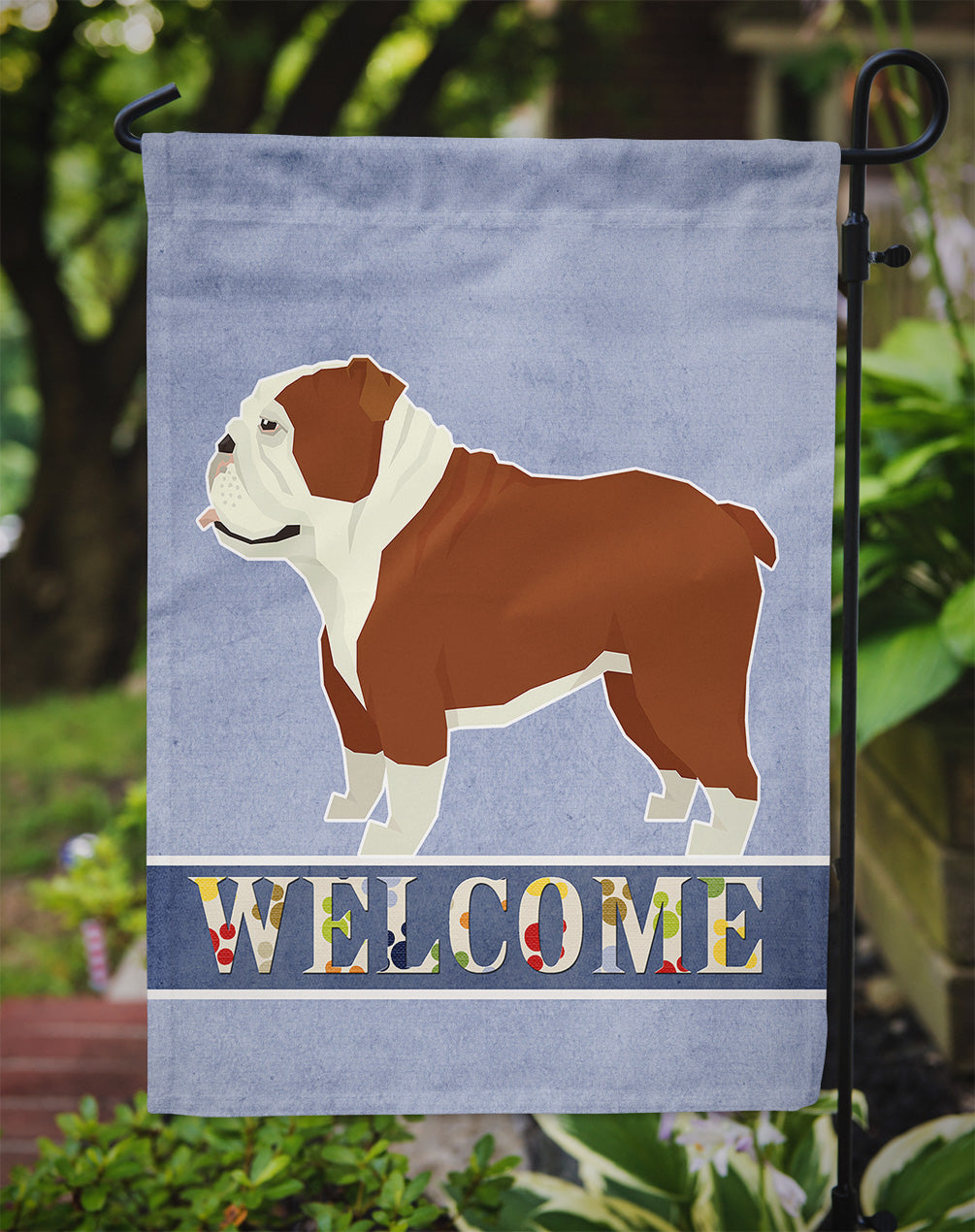 English Bulldog Welcome Flag Garden Size CK3595GF  the-store.com.