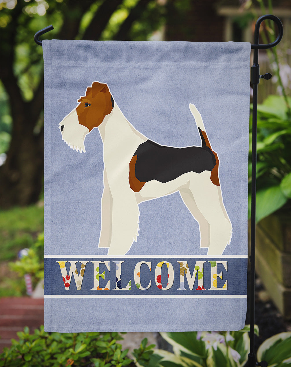 Fox Terrier Welcome Flag Garden Size CK3597GF  the-store.com.