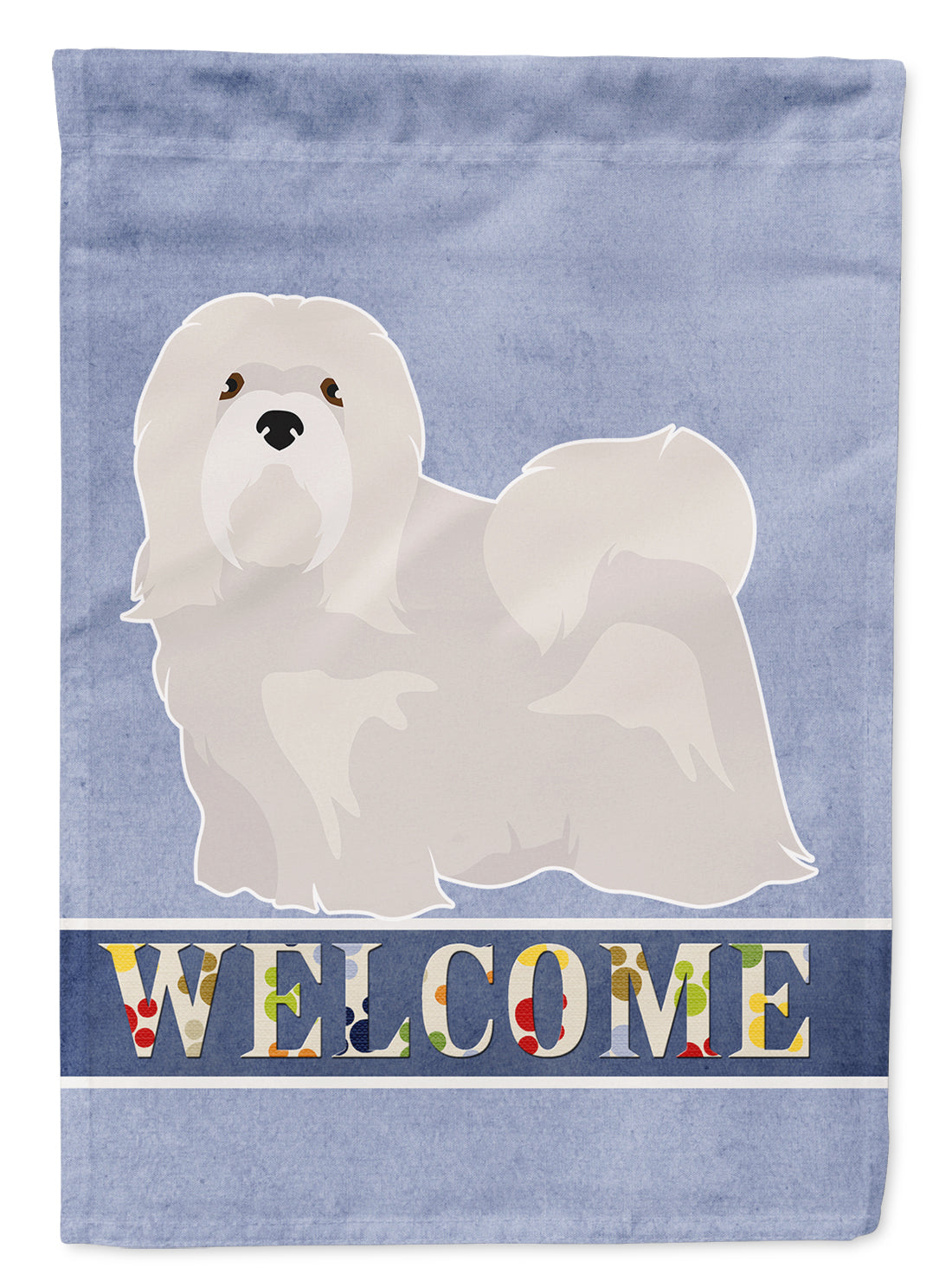 White Lhasa Apso Welcome Flag Canvas House Size CK3661CHF  the-store.com.