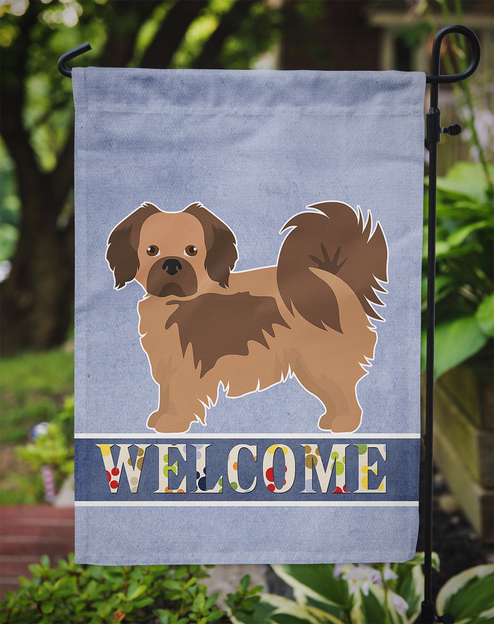 Tibetan Spaniel Welcome Flag Garden Size CK3680GF  the-store.com.