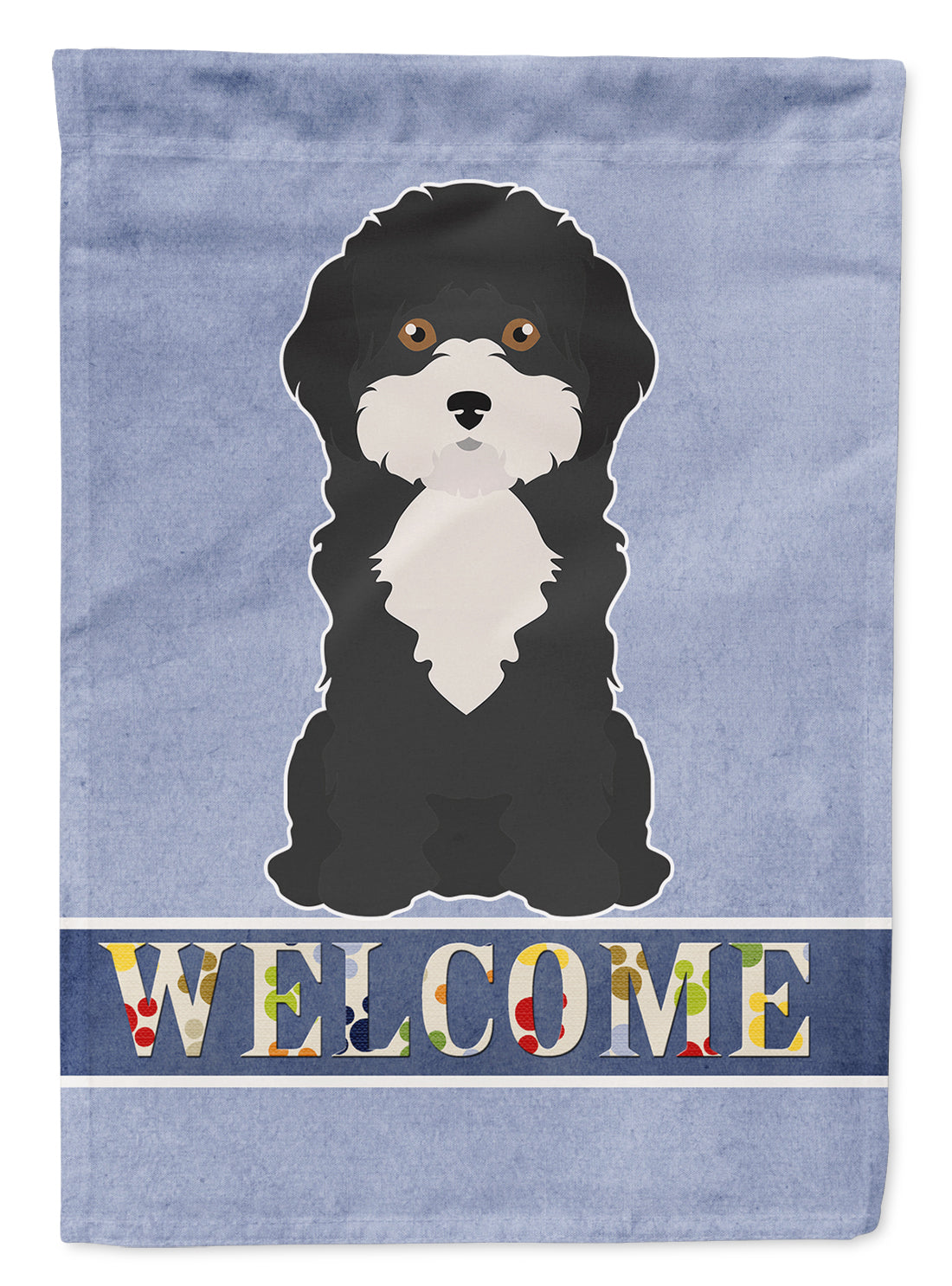 Black and White Cyprus Poodle Welcome Flag Garden Size CK3689GF  the-store.com.