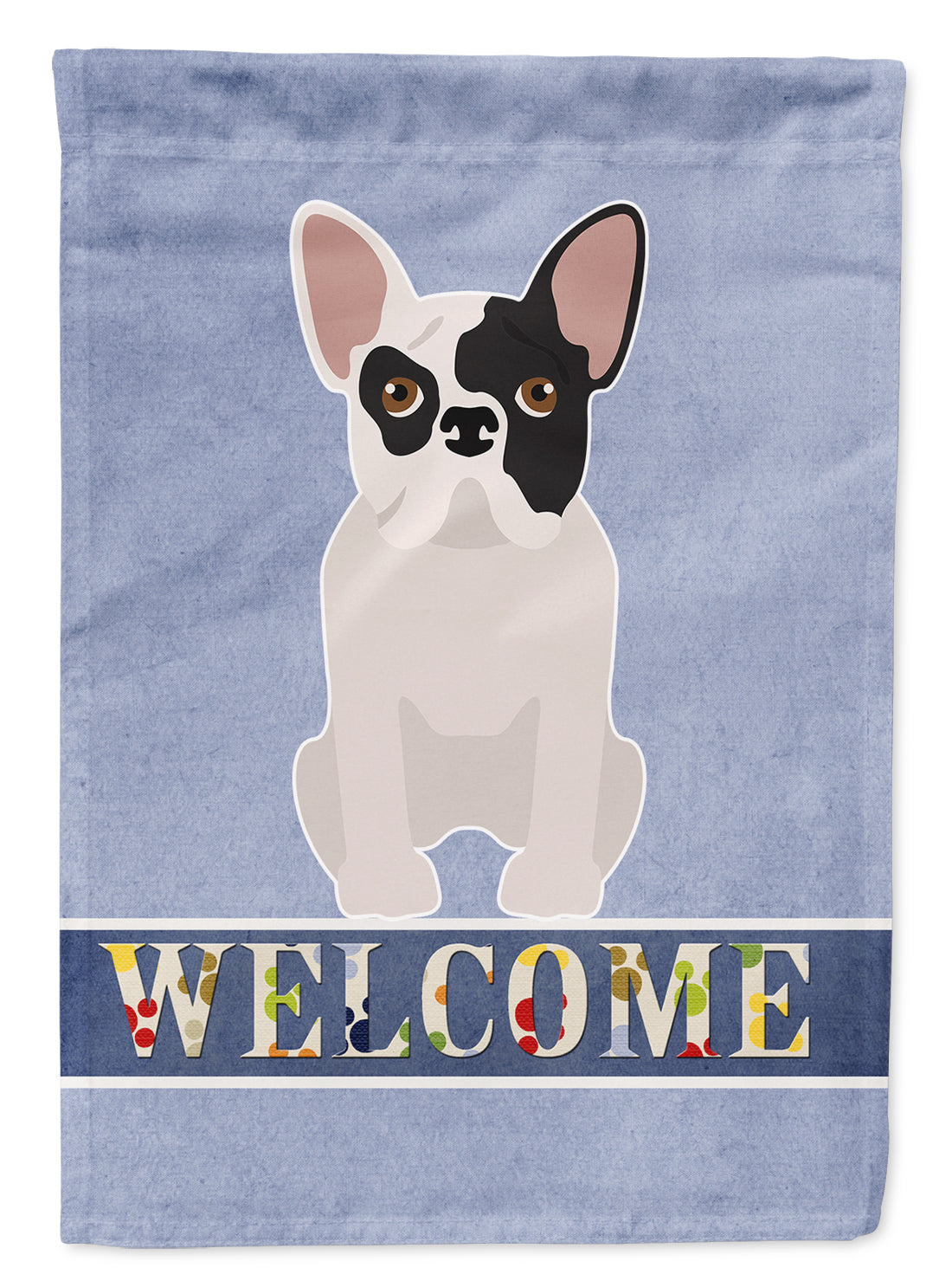 Black and White French Bulldog Welcome Flag Garden Size CK3692GF  the-store.com.