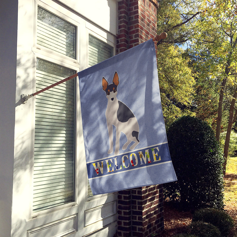 Miniature Fox Terrier #2 Welcome Flag Canvas House Size CK3694CHF  the-store.com.