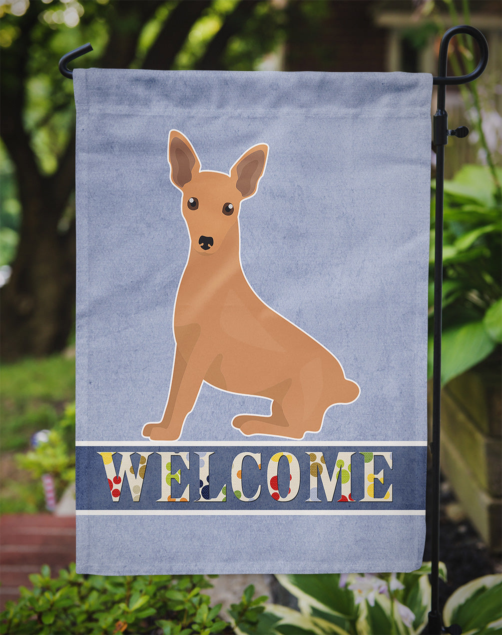 Miniature Pinscher Welcome Flag Garden Size CK3695GF  the-store.com.