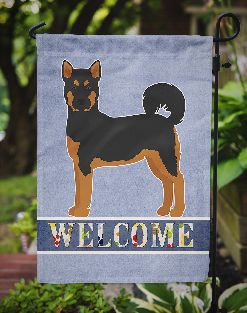 Akita Shepherd Black and Tan Welcome Flag Garden Size CK3704GF  the-store.com.