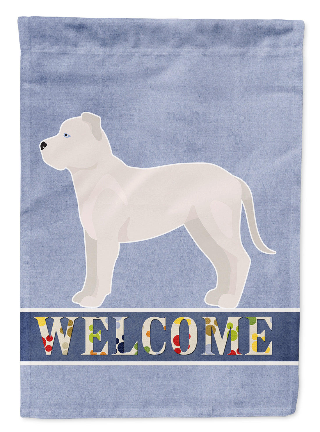 White Bullboxer Welcome Flag Canvas House Size CK3714CHF  the-store.com.