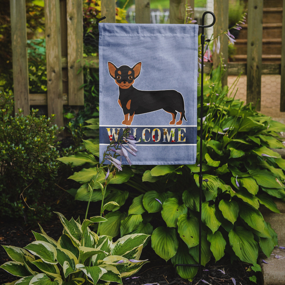 Black and Tan Chiweenie Welcome Flag Garden Size CK3722GF  the-store.com.