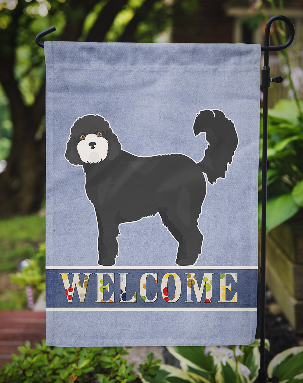 Black Cockapoo Welcome Flag Garden Size CK3729GF  the-store.com.