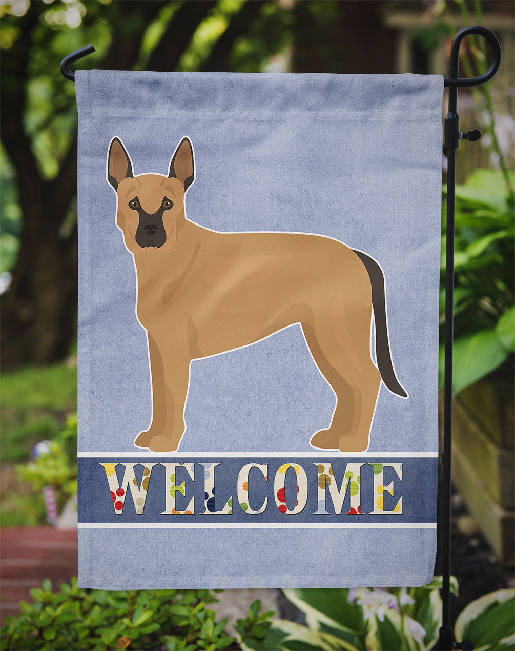 Tan German Shepherd Mastiff Mix Welcome Flag Garden Size CK3738GF  the-store.com.