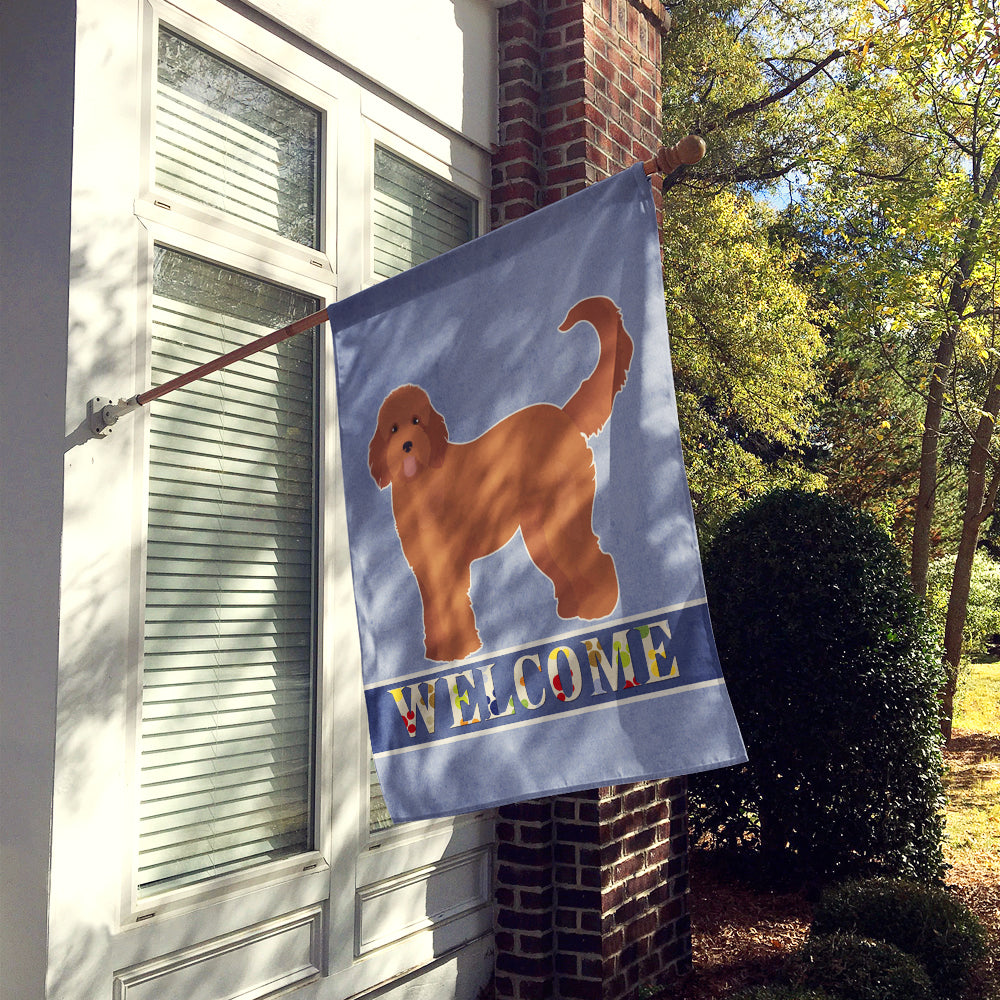 Tan Goldendoodle Welcome Flag Canvas House Size CK3745CHF  the-store.com.