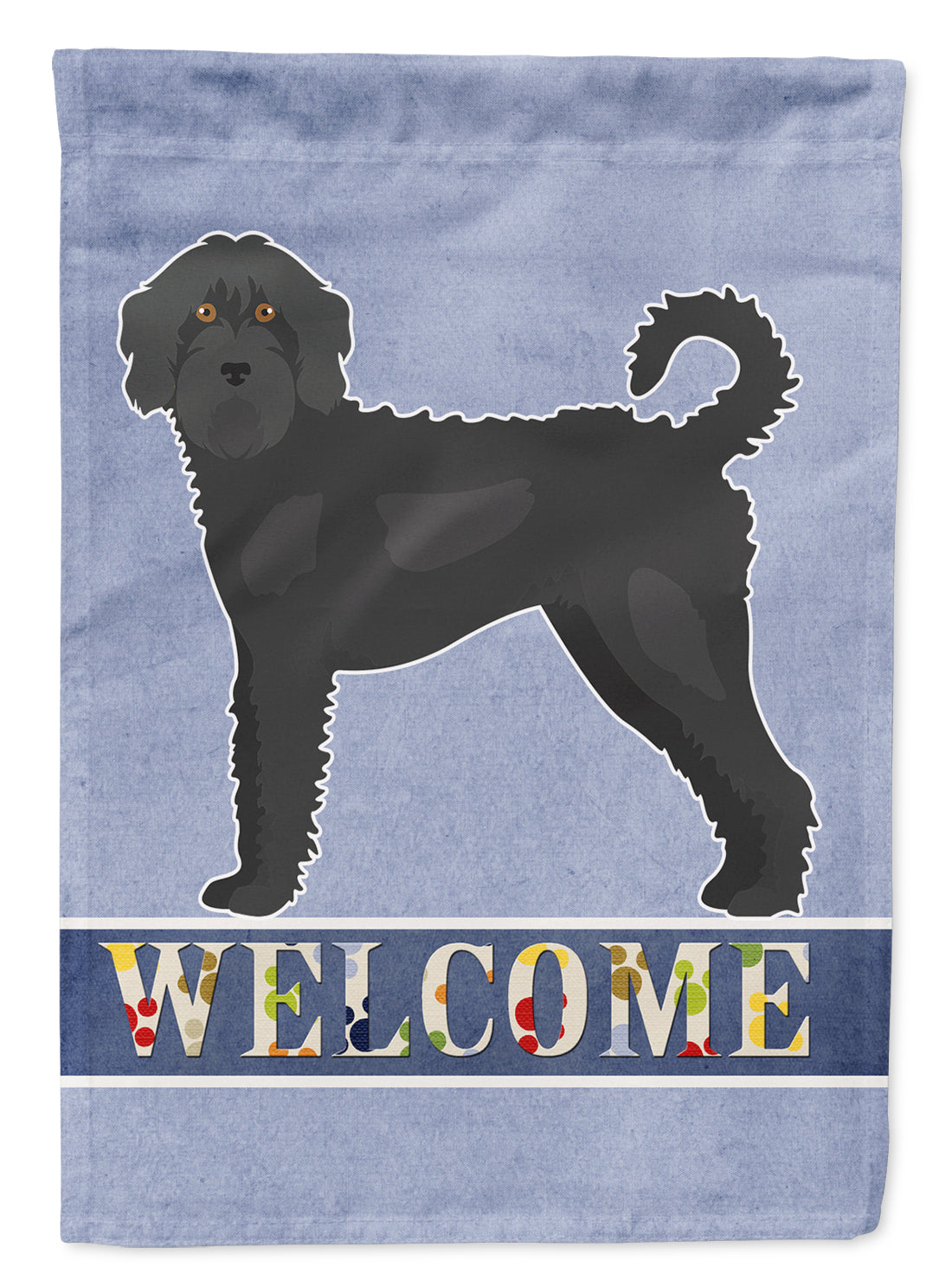 Black Labradoodle Welcome Flag Canvas House Size CK3753CHF  the-store.com.