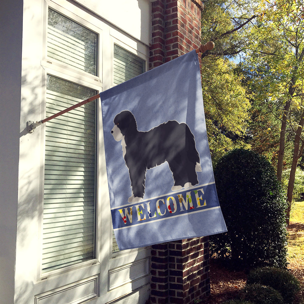 Black Sheepadoodle Welcome Flag Canvas House Size CK3774CHF  the-store.com.