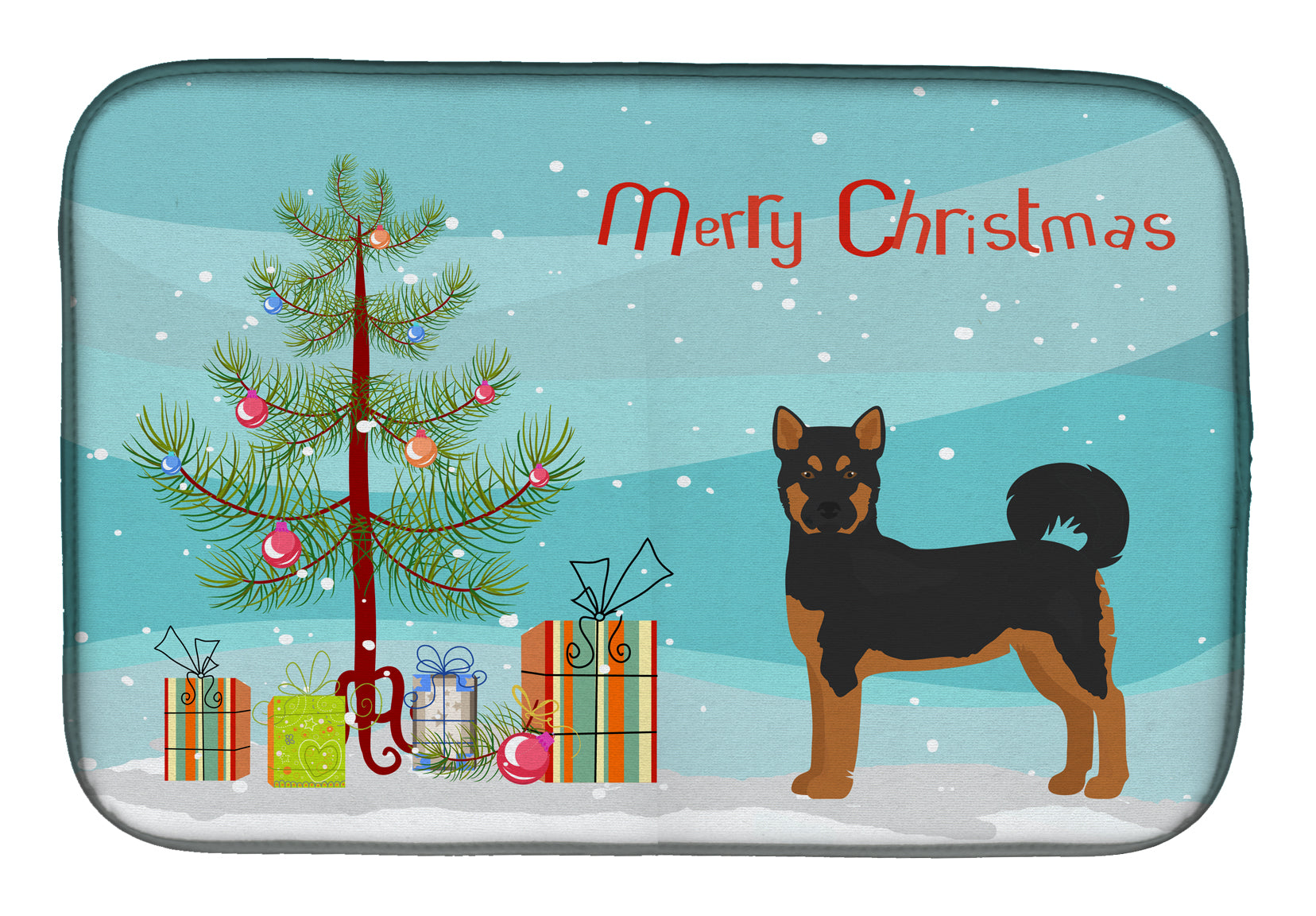 Akita Shepherd Black and Tan Christmas Tree Dish Drying Mat CK3798DDM  the-store.com.