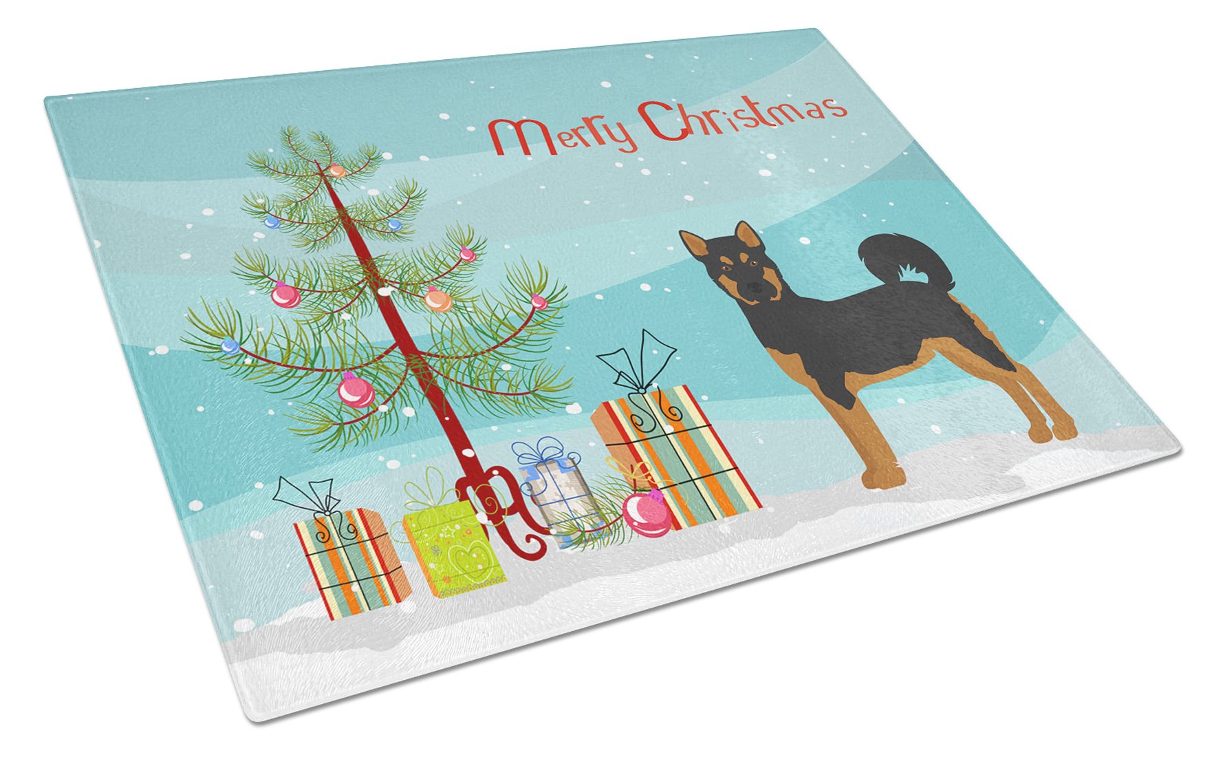 Akita Shepherd Black and Tan Christmas Tree Glass Cutting Board Large CK3798LCB by Caroline's Treasures