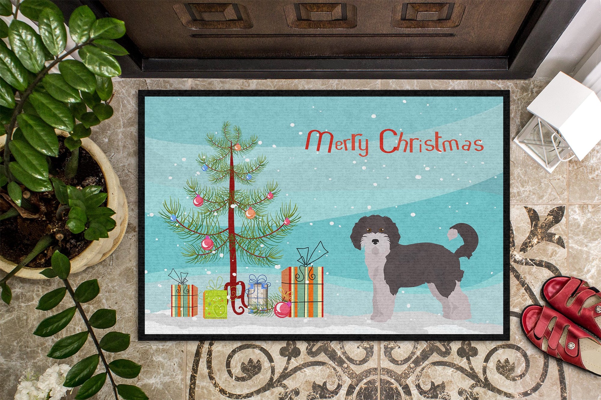 Aussiedoodle #1 Christmas Tree Indoor or Outdoor Mat 24x36 CK3800JMAT by Caroline's Treasures