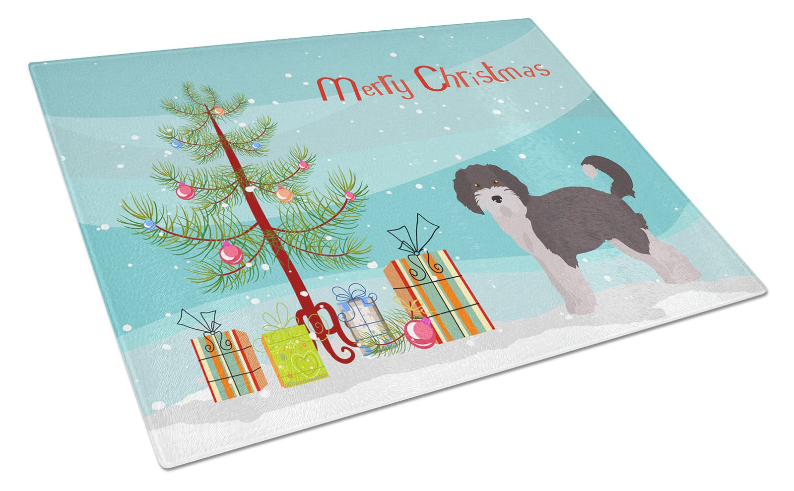 Aussiedoodle #1 Christmas Tree Glass Cutting Board Large CK3800LCB by Caroline's Treasures