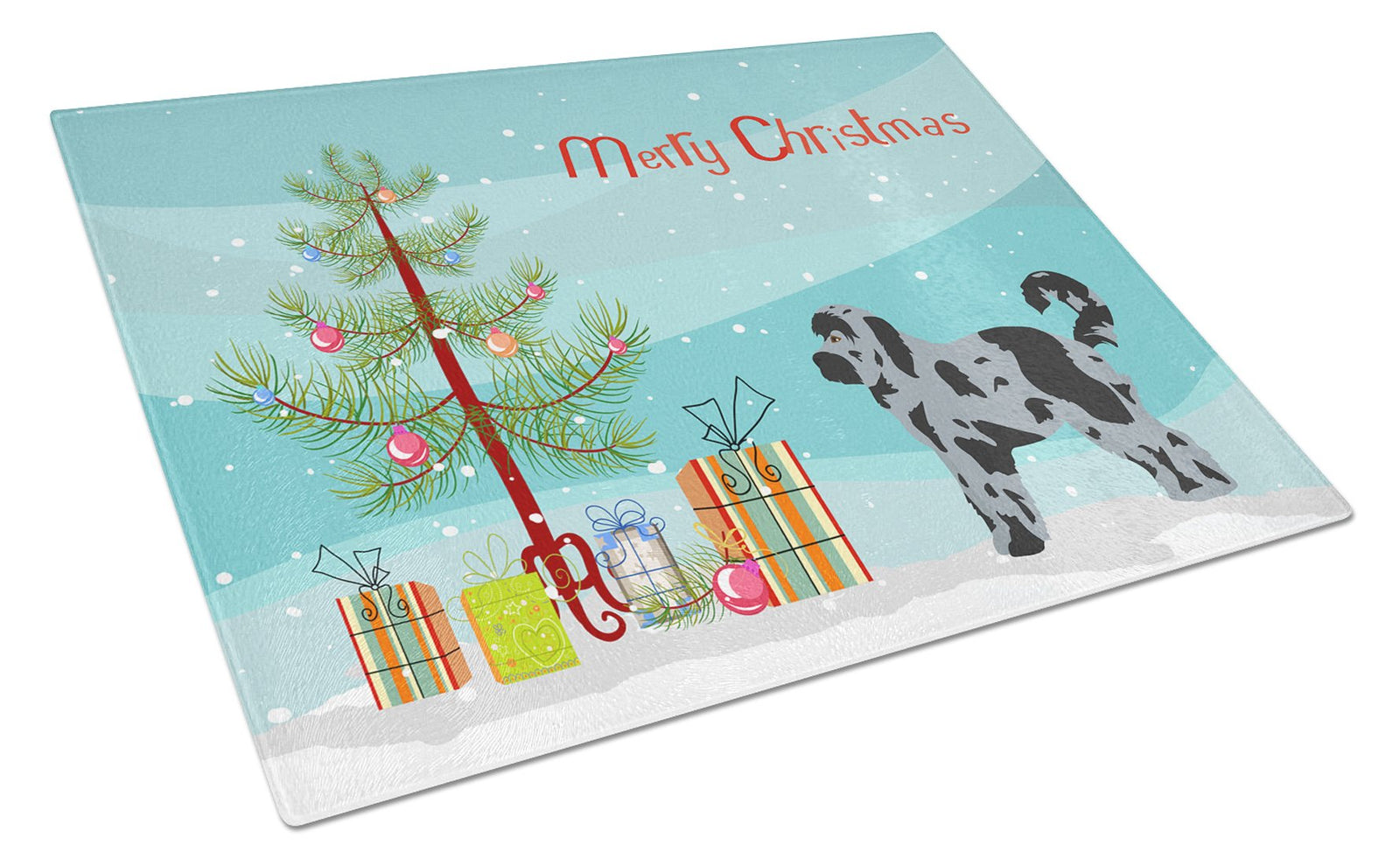 Aussiedoodle #2 Christmas Tree Glass Cutting Board Large CK3801LCB by Caroline's Treasures