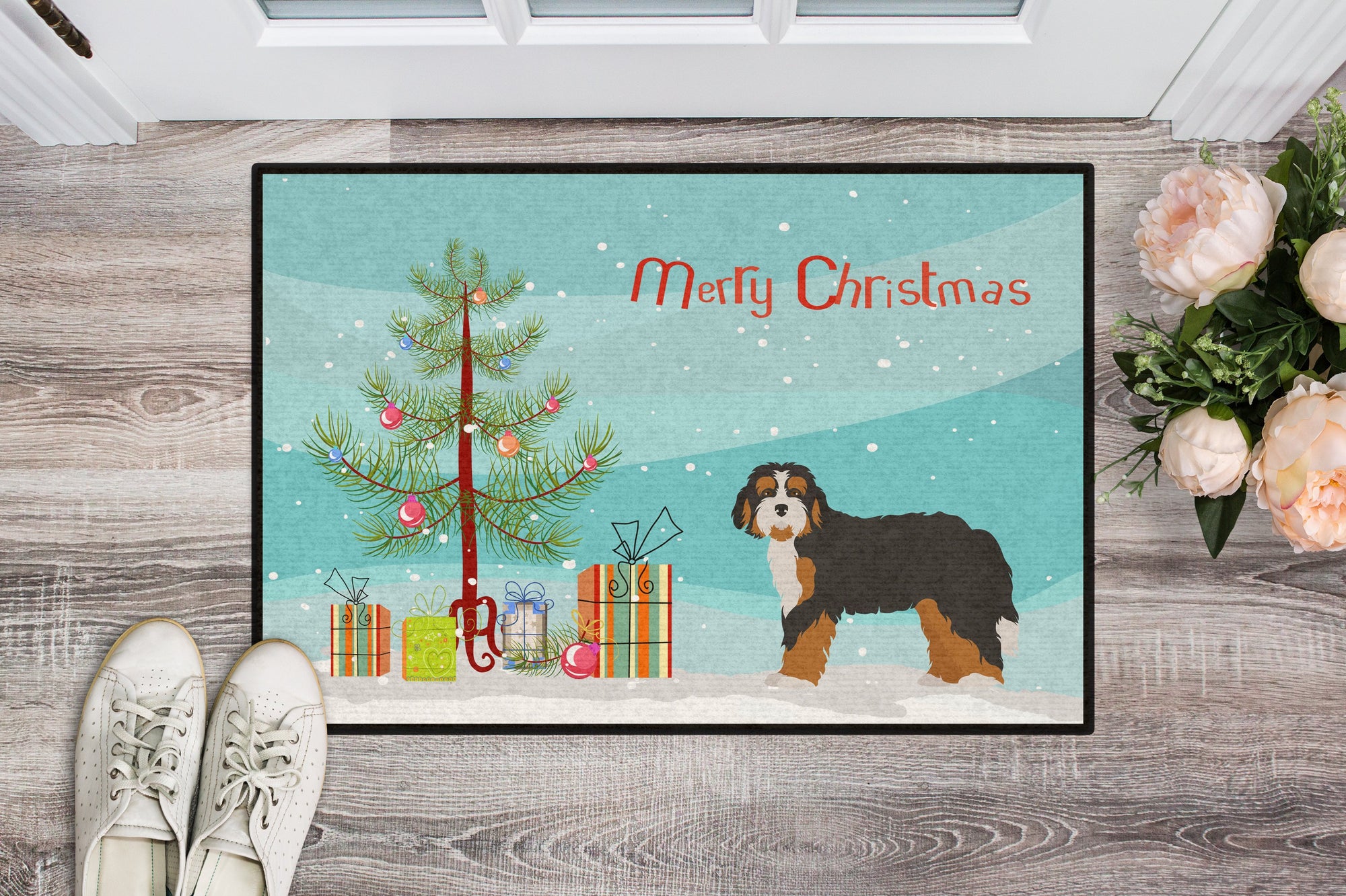 Bernedoodle Christmas Tree Indoor or Outdoor Mat 24x36 CK3804JMAT by Caroline's Treasures