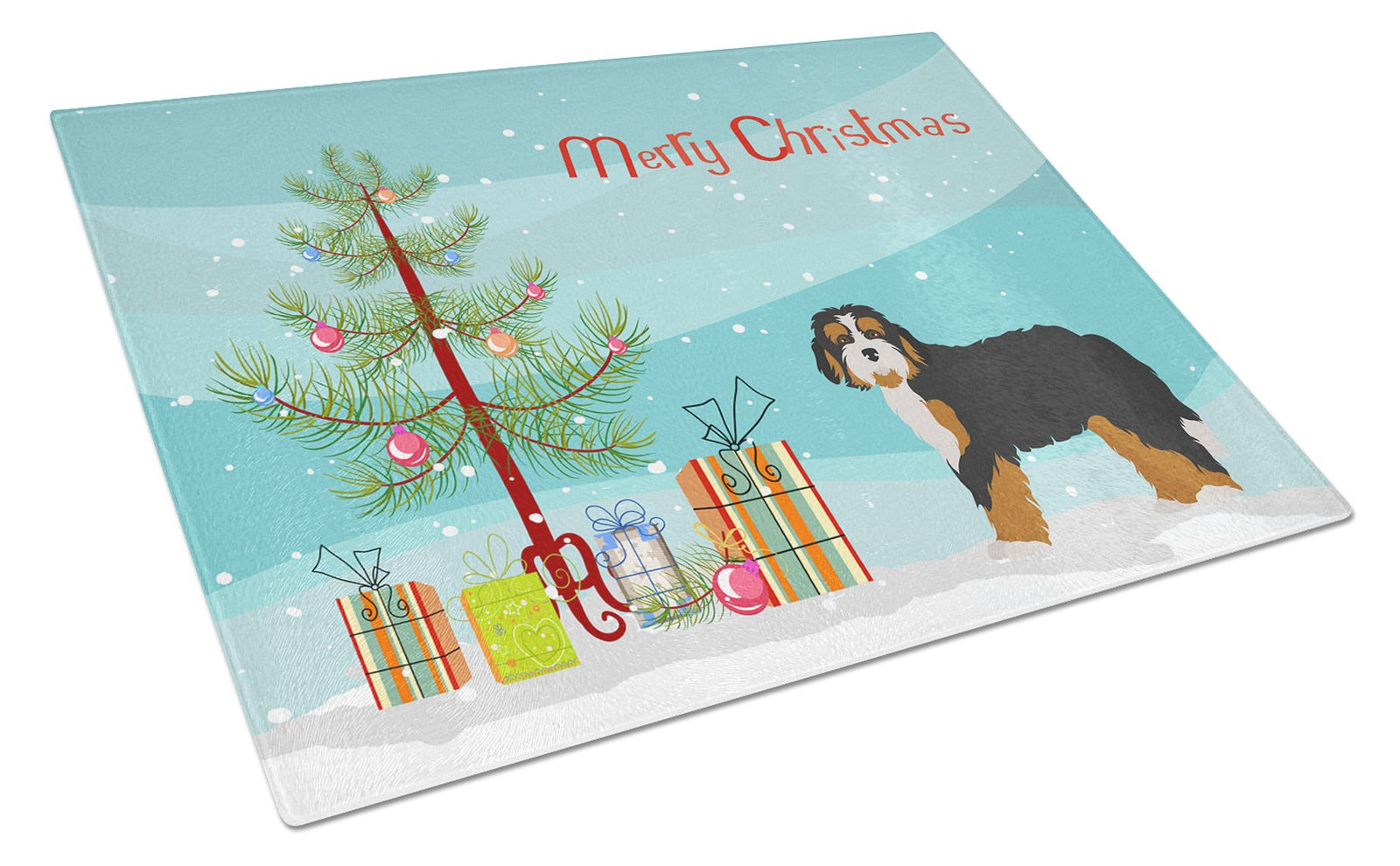 Bernedoodle Christmas Tree Glass Cutting Board Large CK3804LCB by Caroline's Treasures