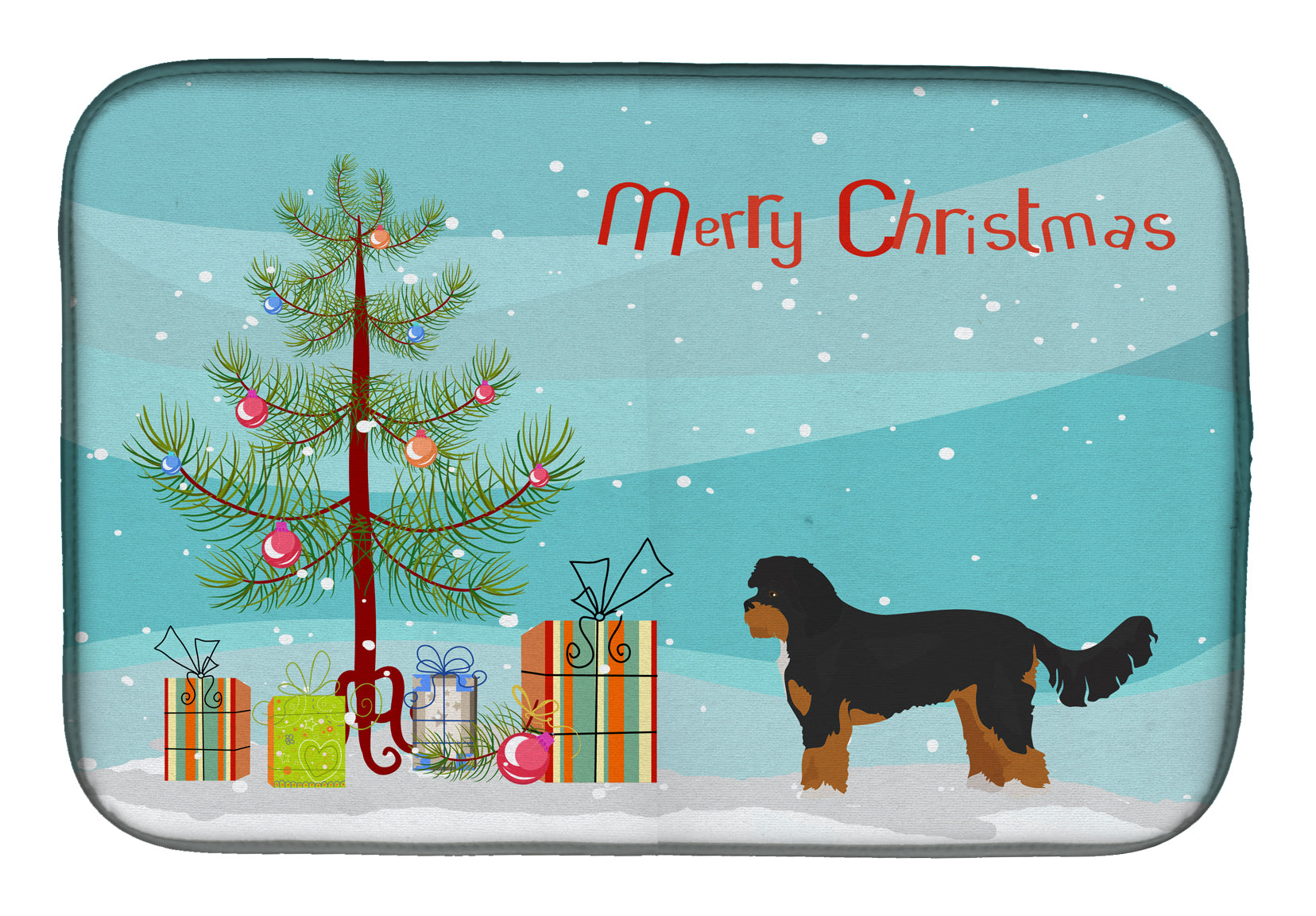 Black and Tan Cavapoo Christmas Tree Dish Drying Mat CK3811DDM  the-store.com.