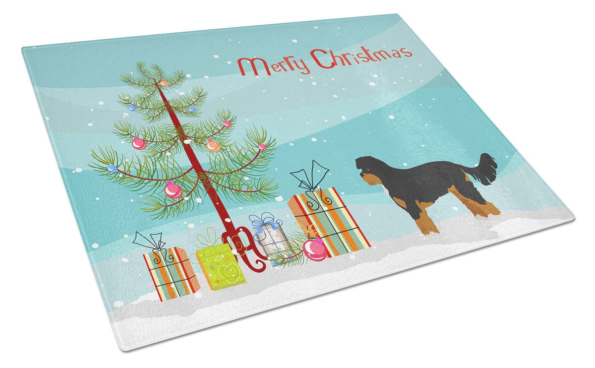 Black and Tan Cavapoo Christmas Tree Glass Cutting Board Large CK3811LCB by Caroline&#39;s Treasures