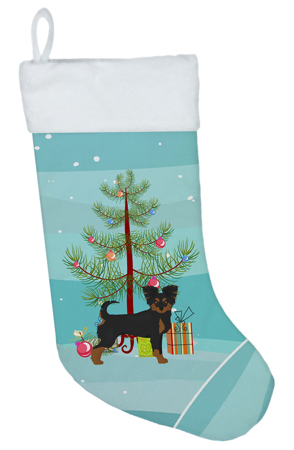 Black and Tan Chion Christmas Tree Christmas Stocking CK3813CS  the-store.com.