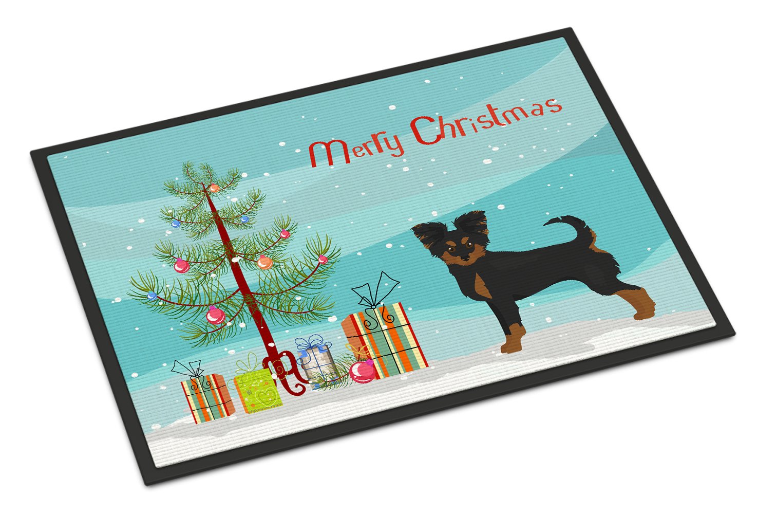 Black and Tan Chion Christmas Tree Indoor or Outdoor Mat 24x36 CK3813JMAT by Caroline's Treasures