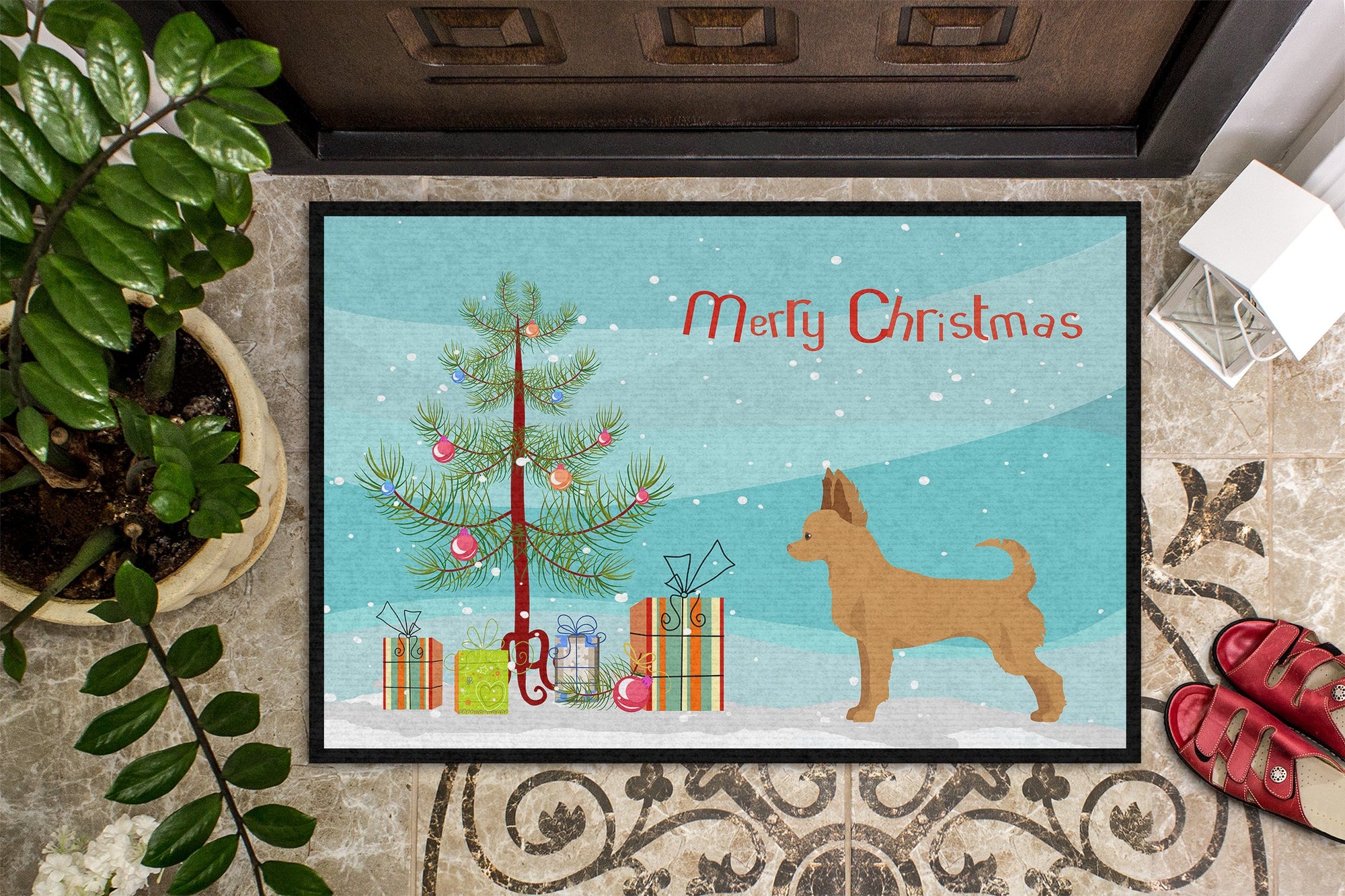 Tan Chion Christmas Tree Indoor or Outdoor Mat 24x36 CK3814JMAT by Caroline's Treasures