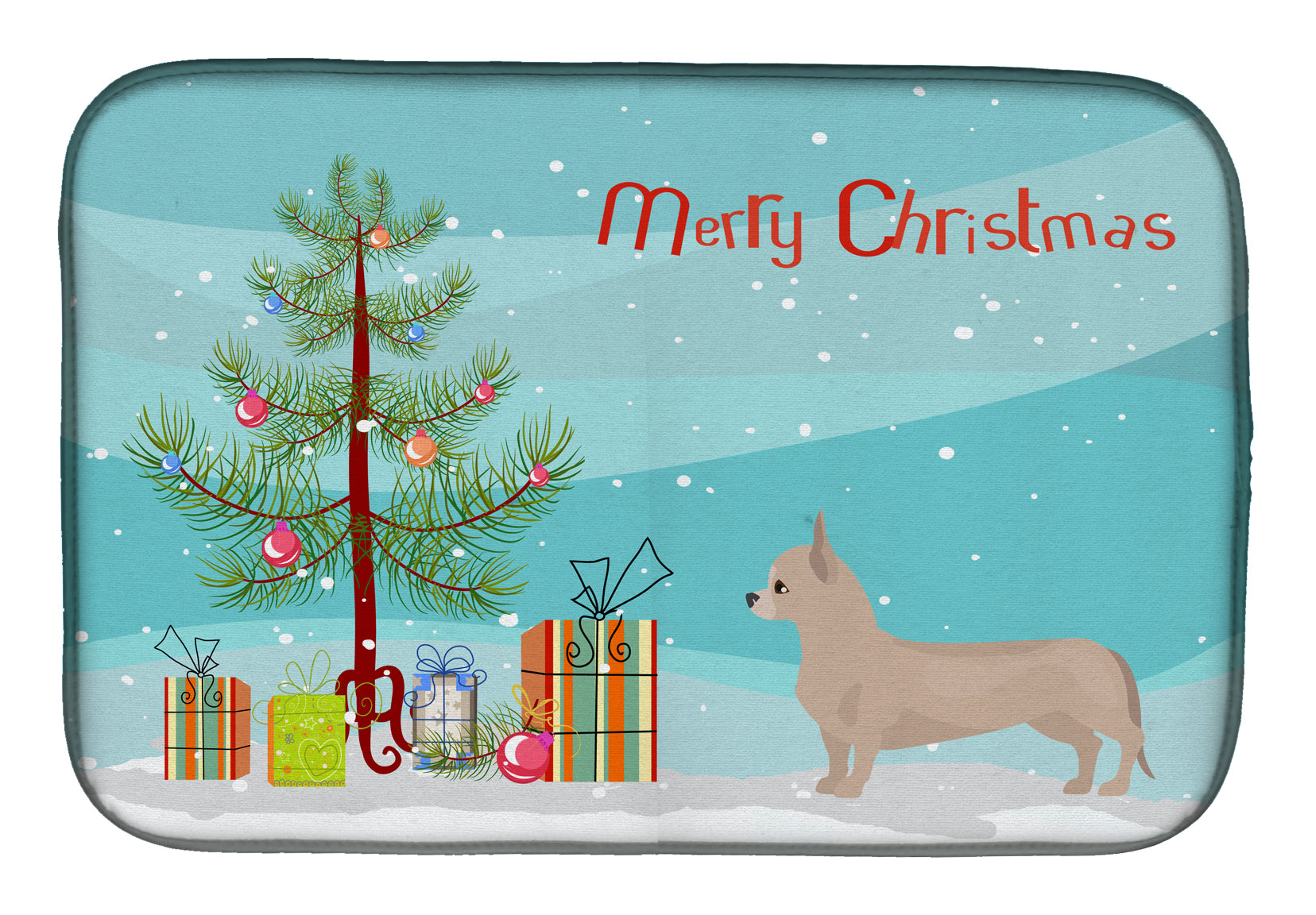 Tan Chiweenie Christmas Tree Dish Drying Mat CK3815DDM  the-store.com.