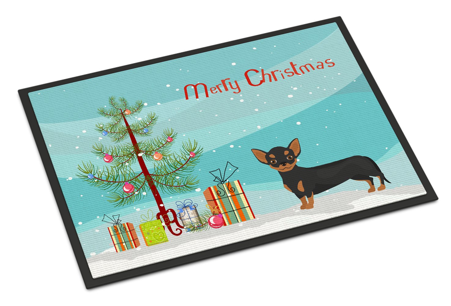 Black and Tan Chiweenie Christmas Tree Indoor or Outdoor Mat 24x36 CK3816JMAT by Caroline's Treasures