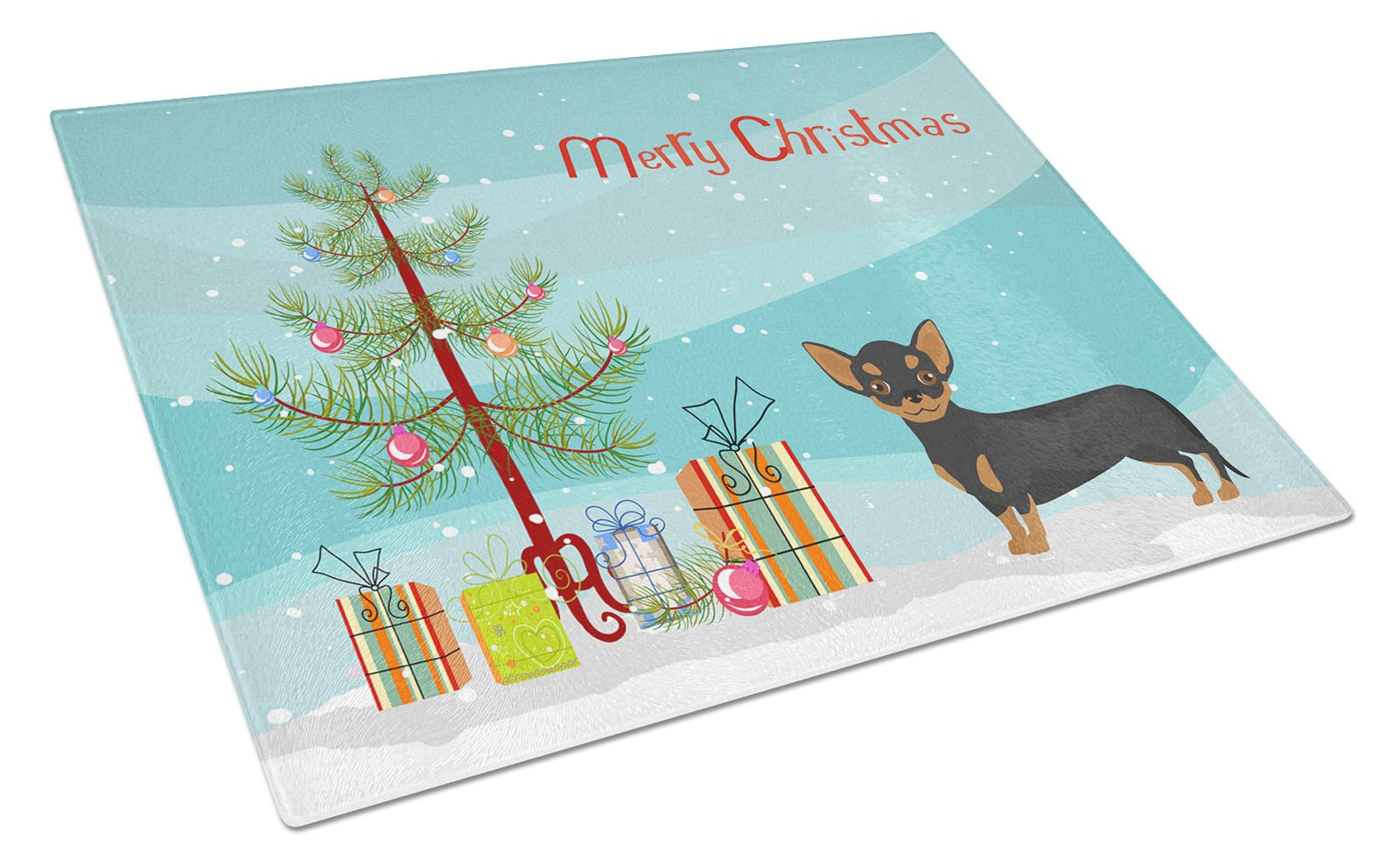 Black and Tan Chiweenie Christmas Tree Glass Cutting Board Large CK3816LCB by Caroline's Treasures