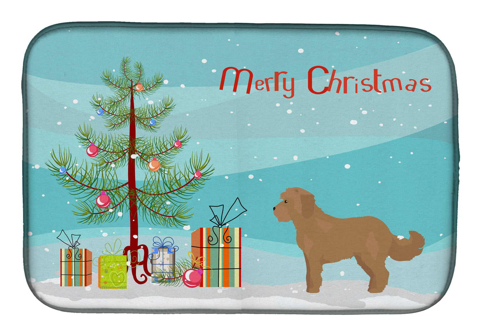 Tan Cockapoo Christmas Tree Dish Drying Mat CK3822DDM  the-store.com.