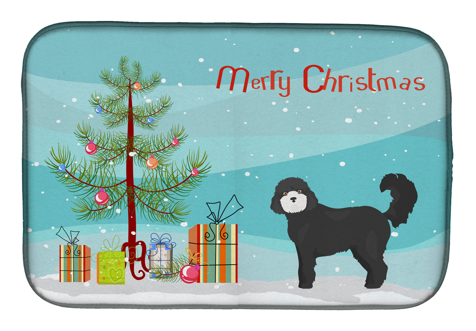 Black Cockapoo Christmas Tree Dish Drying Mat CK3823DDM  the-store.com.