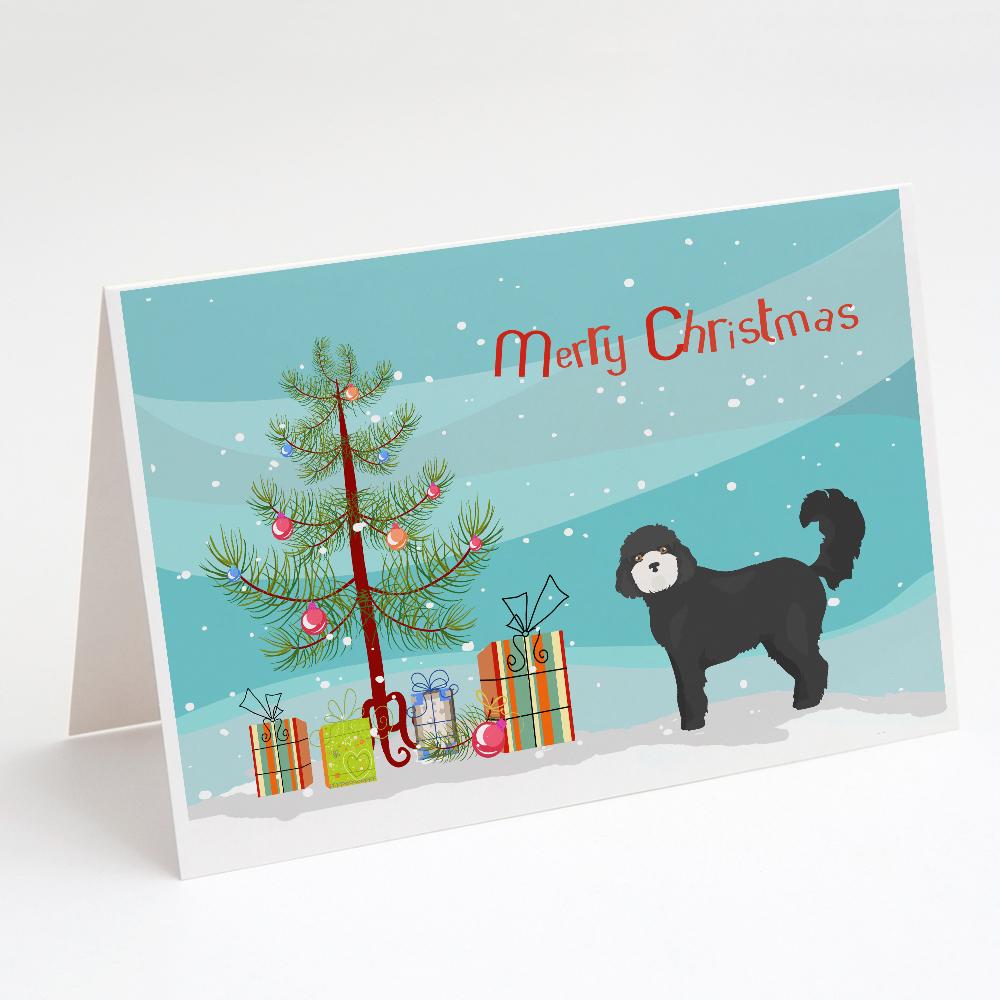 Buy this Black Cockapoo Christmas Tree Greeting Cards and Envelopes Pack of 8