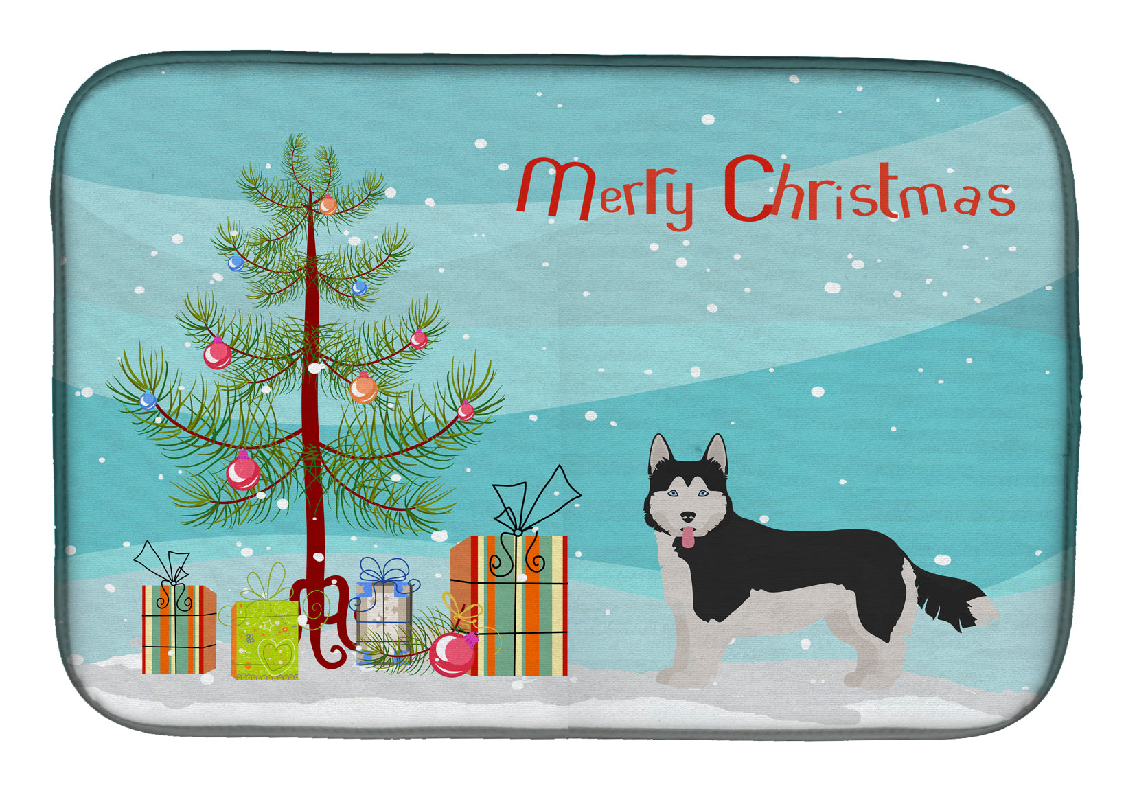 Corgi Husky Mix #2 Christmas Tree Dish Drying Mat CK3825DDM  the-store.com.