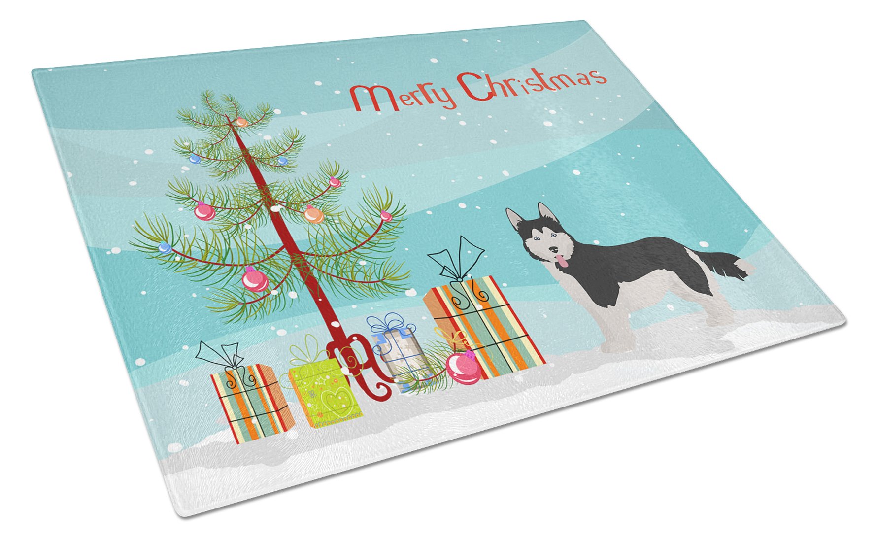 Corgi Husky Mix #2 Christmas Tree Glass Cutting Board Large CK3825LCB by Caroline's Treasures