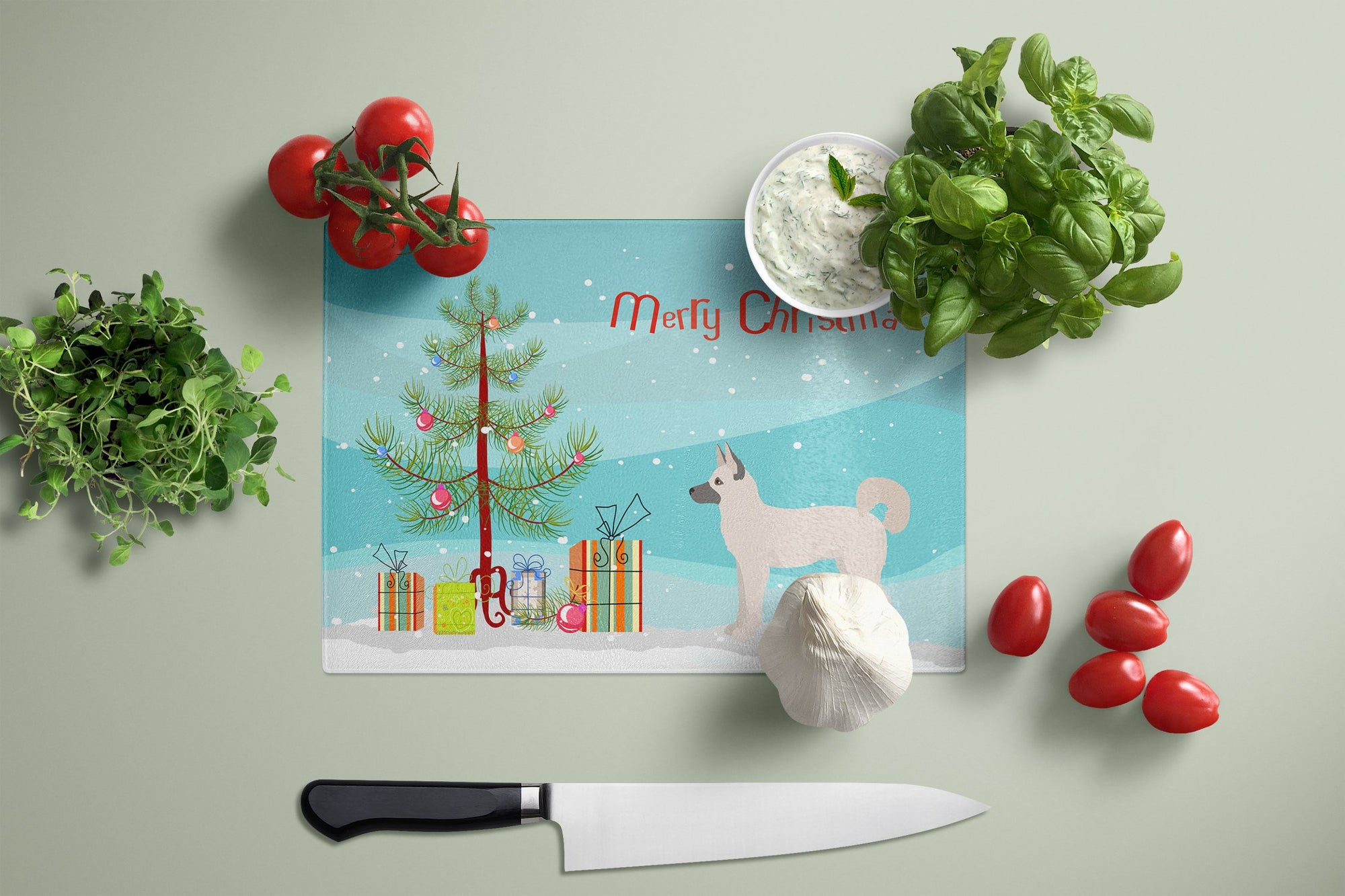 Gerberian Shepsky Christmas Tree Glass Cutting Board Large CK3830LCB by Caroline's Treasures