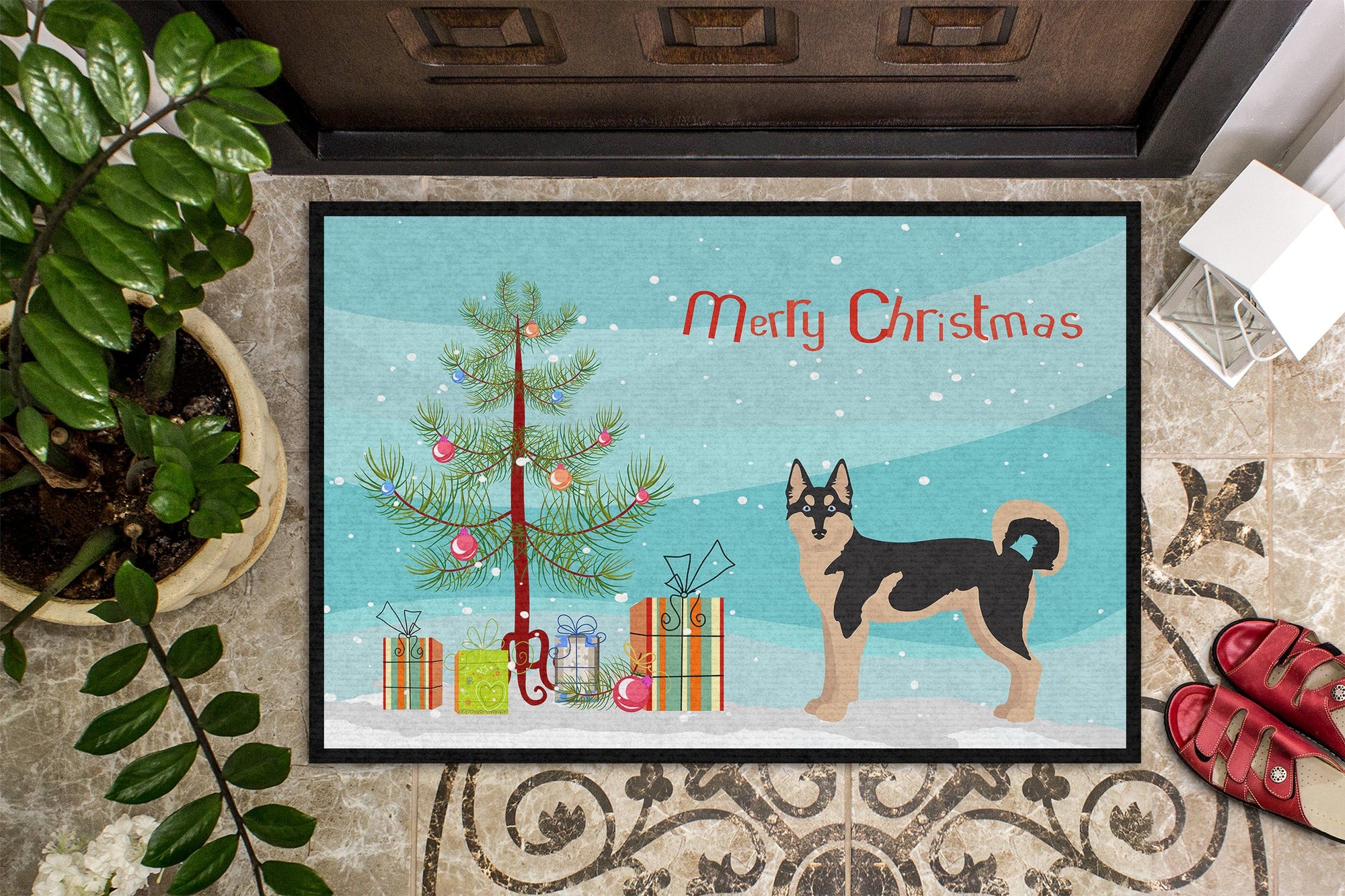 Gerberian Shepsky #2 Christmas Tree Indoor or Outdoor Mat 24x36 CK3831JMAT by Caroline's Treasures