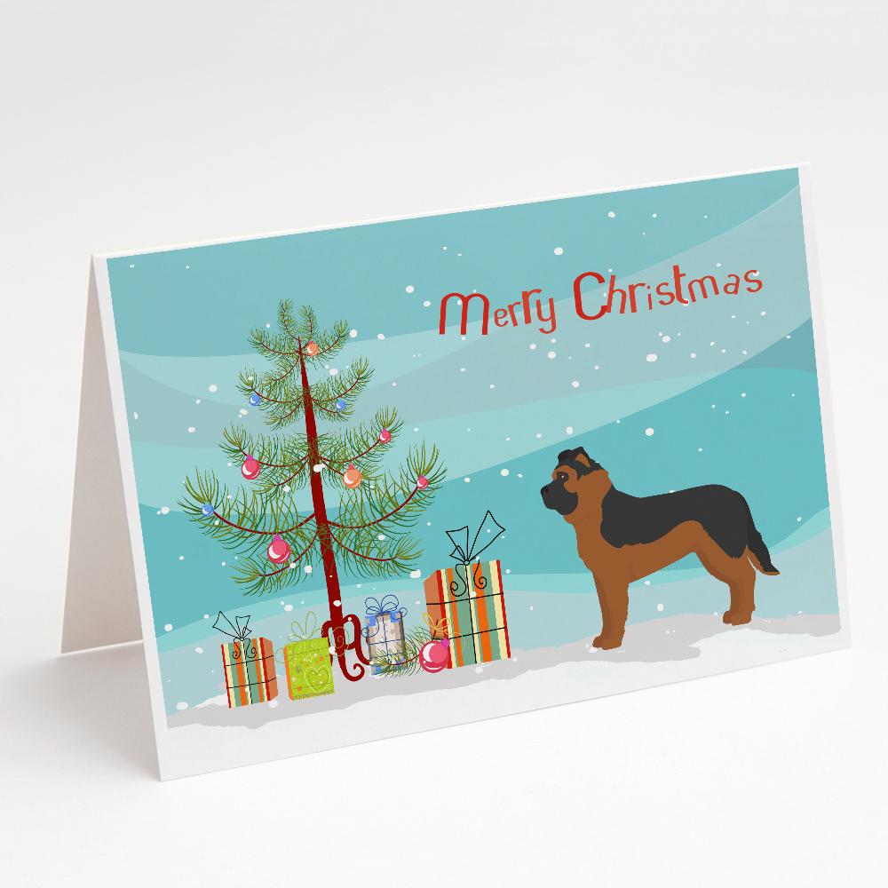 Buy this Black German Shepherd Mastiff Mix Christmas Tree Greeting Cards and Envelopes Pack of 8