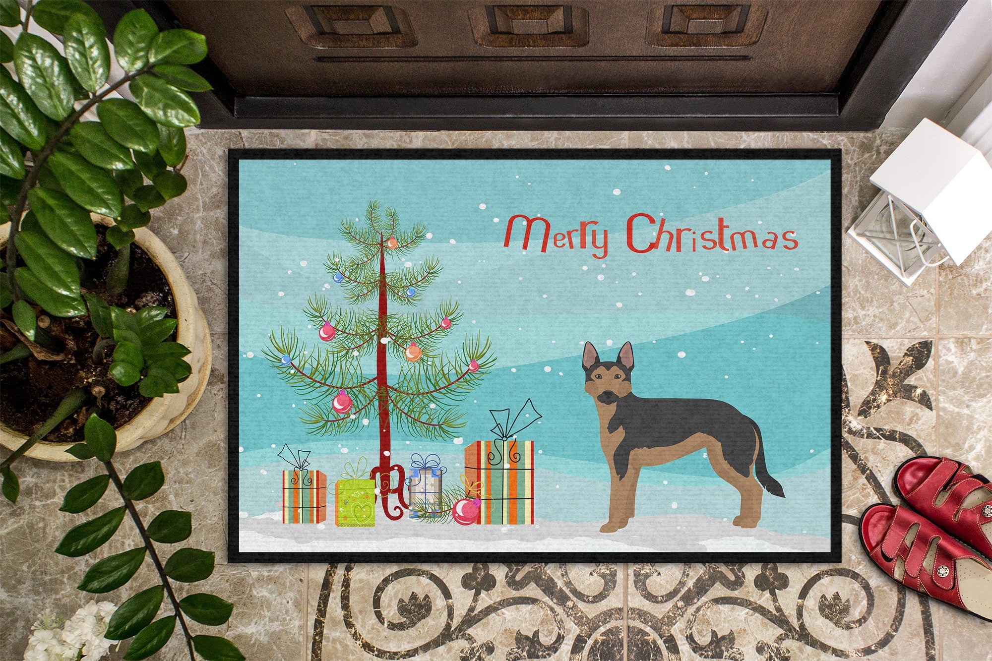 German Sheprador #2 Christmas Tree Indoor or Outdoor Mat 24x36 CK3835JMAT by Caroline's Treasures