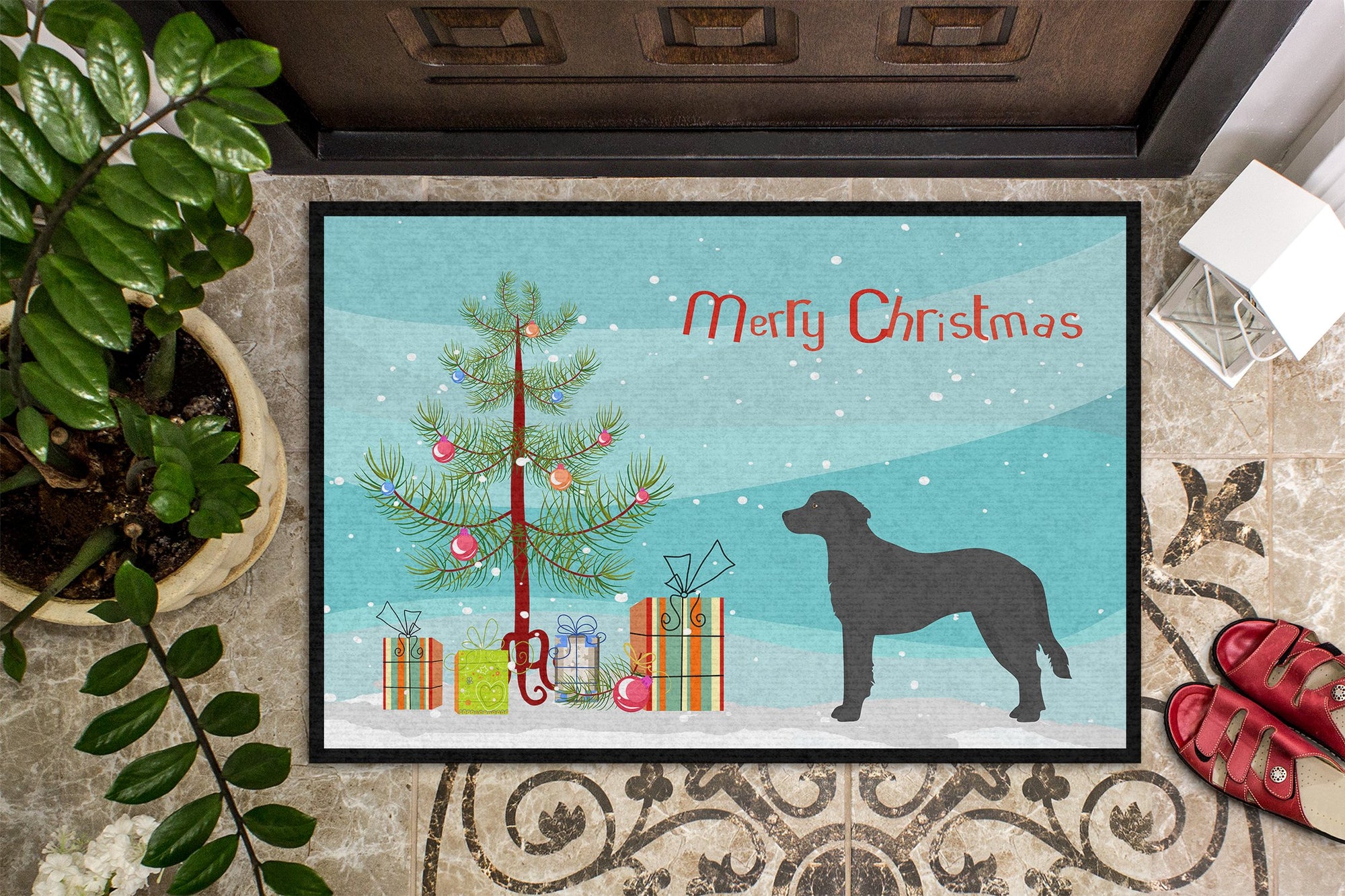 Black Goldador Christmas Tree Indoor or Outdoor Mat 24x36 CK3837JMAT by Caroline's Treasures