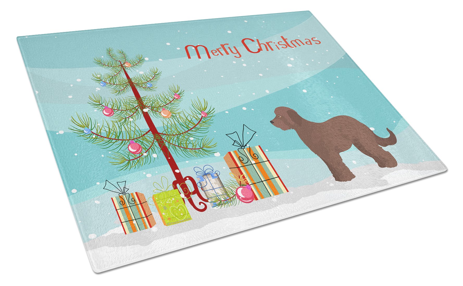 Brown Goldendoodle Christmas Tree Glass Cutting Board Large CK3838LCB by Caroline's Treasures