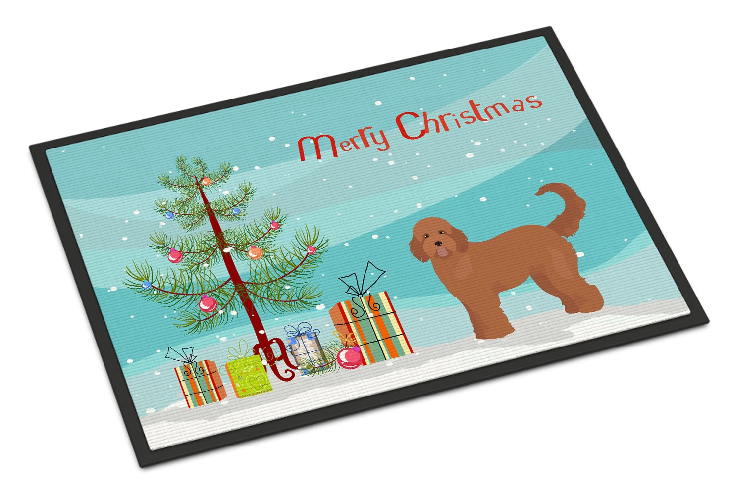 Tan Goldendoodle Christmas Tree Indoor or Outdoor Mat 24x36 CK3839JMAT by Caroline's Treasures