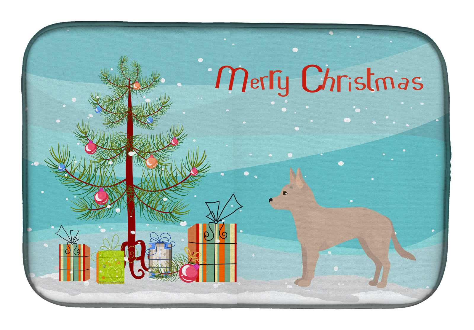 Tan Jackhuahua Christmas Tree Dish Drying Mat CK3842DDM  the-store.com.