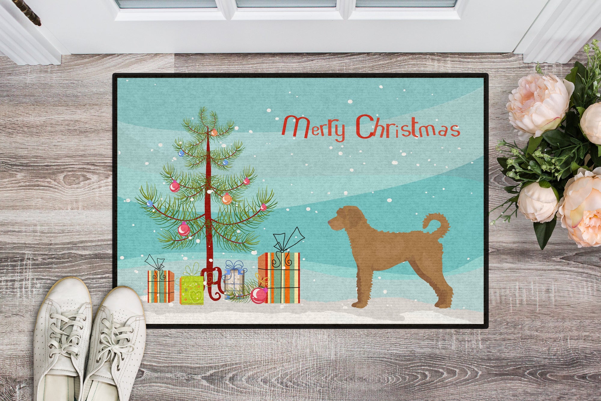 Tan Labradoodle Christmas Tree Indoor or Outdoor Mat 24x36 CK3846JMAT by Caroline's Treasures