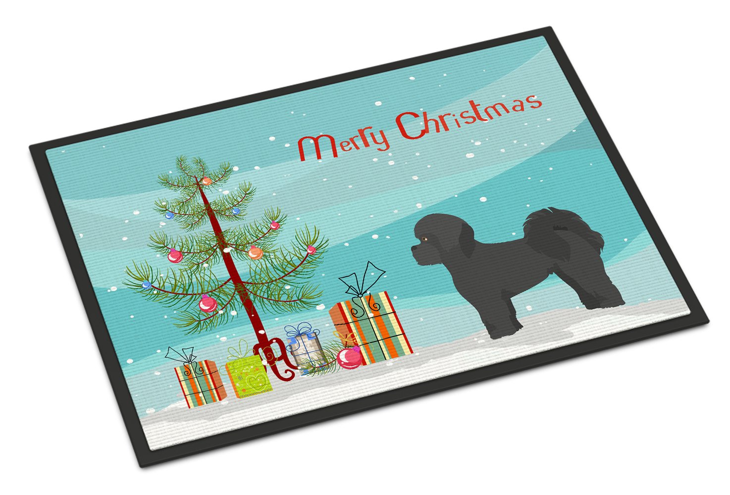 Black Mal-Shi Christmas Tree Indoor or Outdoor Mat 24x36 CK3852JMAT by Caroline's Treasures