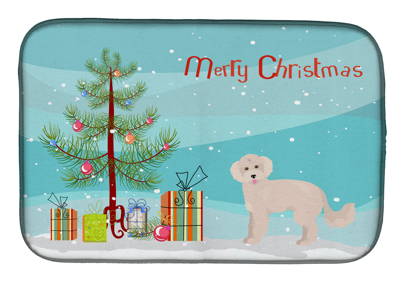 Maltipoo Christmas Tree Dish Drying Mat CK3854DDM  the-store.com.