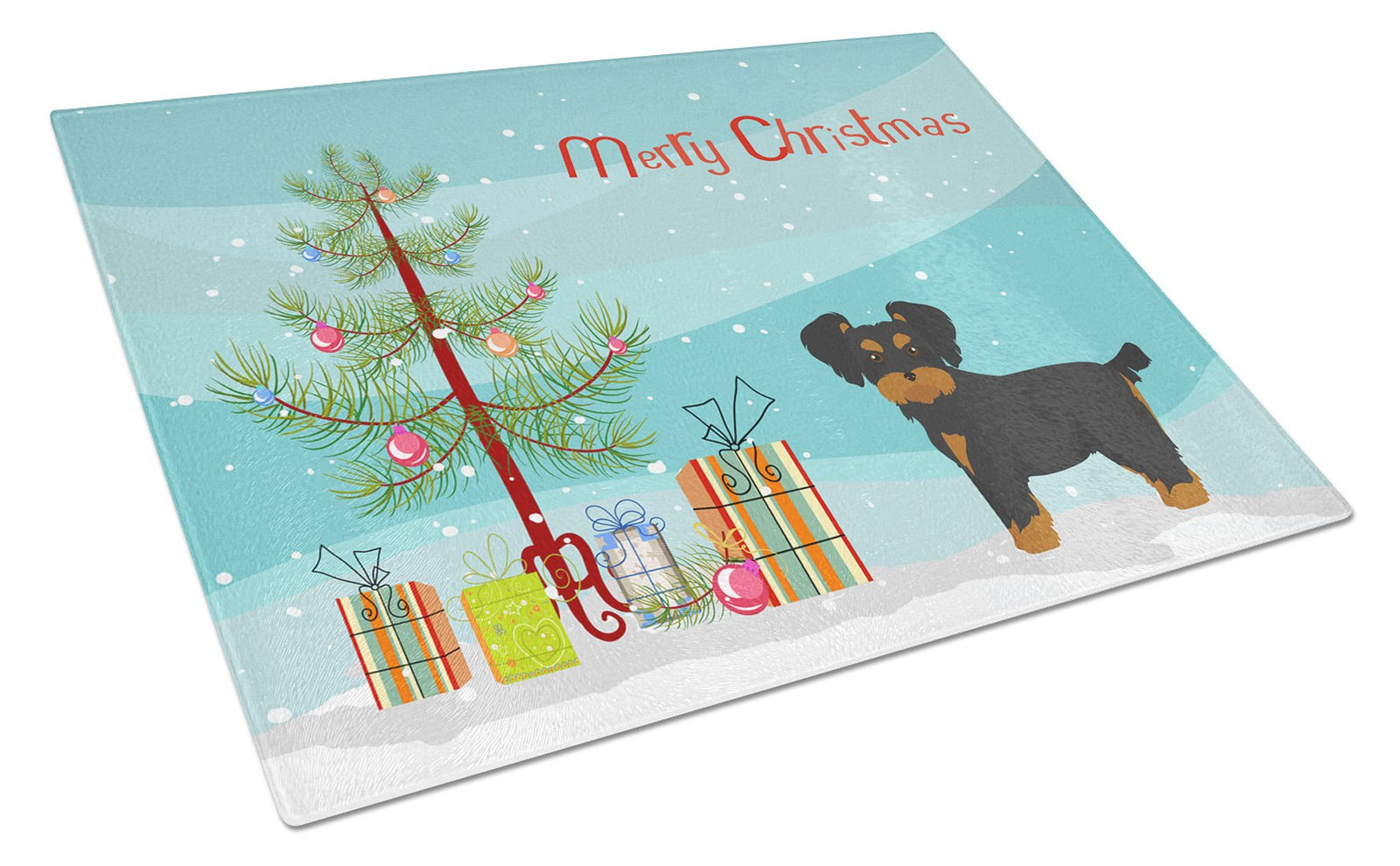 Morkie Christmas Tree Glass Cutting Board Large CK3856LCB by Caroline's Treasures