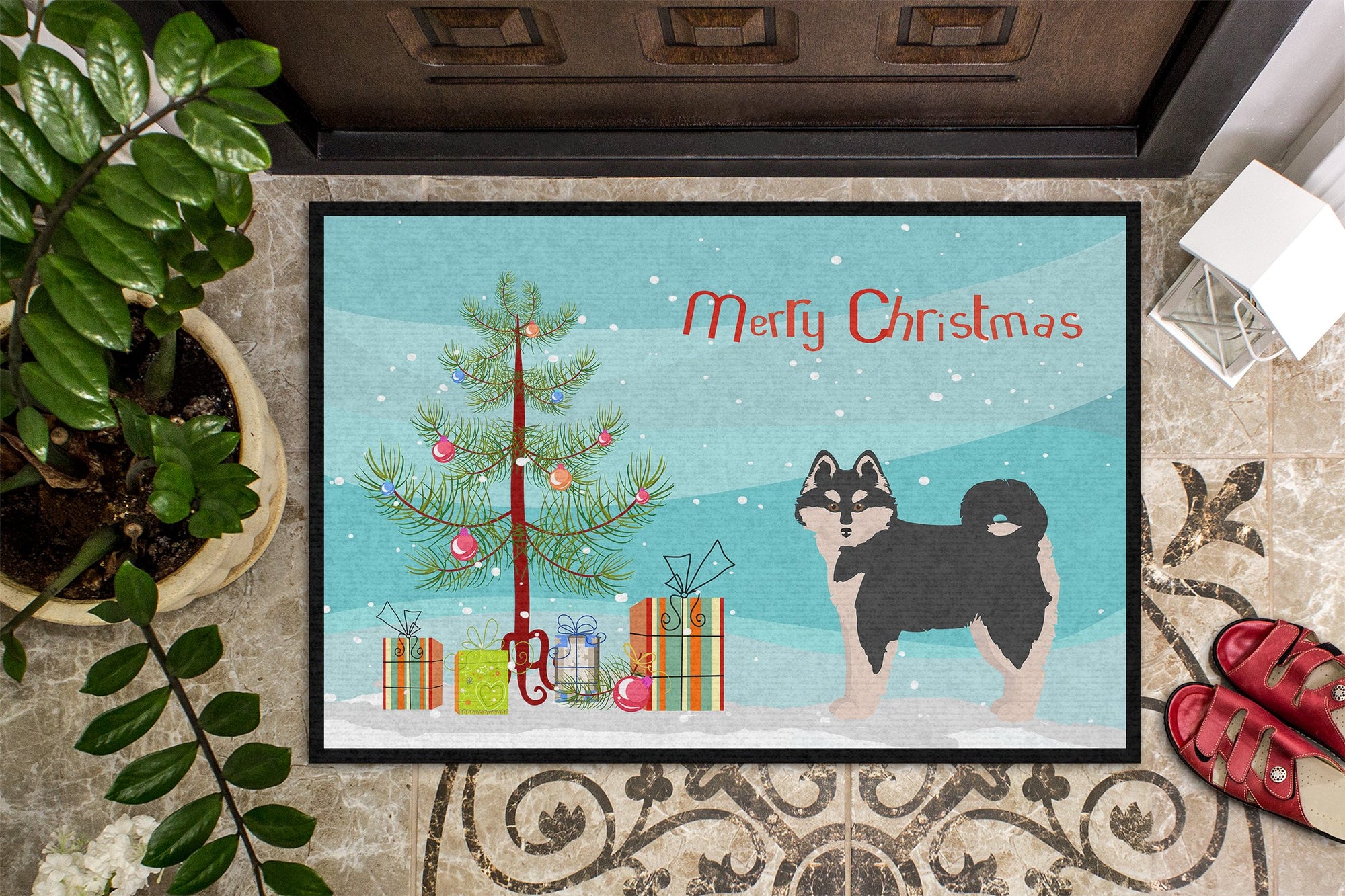 Pomsky #1 Christmas Tree Indoor or Outdoor Mat 24x36 CK3861JMAT by Caroline's Treasures