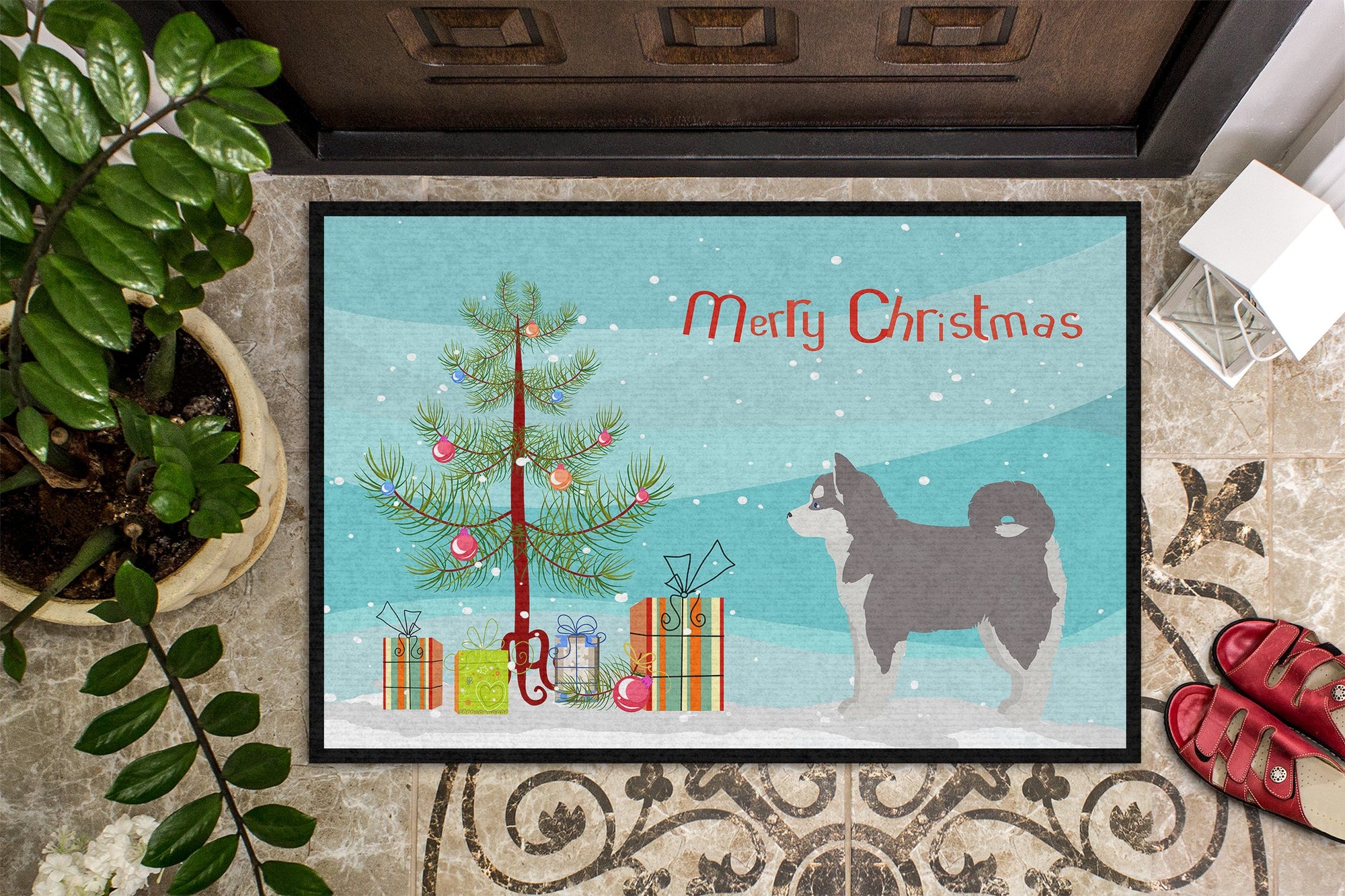 Pomsky #2 Christmas Tree Indoor or Outdoor Mat 24x36 CK3862JMAT by Caroline's Treasures